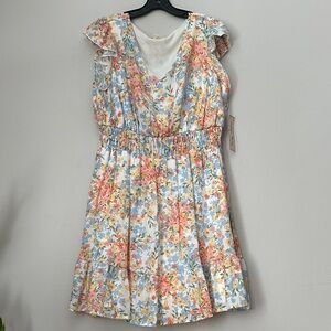 Indigo Rose floral print mini dress V-neck size  2X NWT